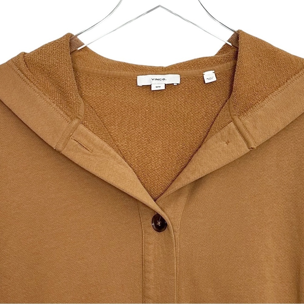 Vince Oversized Cotton Terry Cardigan Hoodie in Honey Brown Size M - Picture 5 of 14
